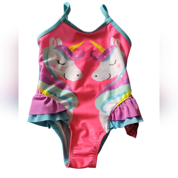 Iplay Wonder Nation 2T Toddler Girl Swimsuit Lot Unicorn One Pc Reusable Diaper - Picture 3 of 12